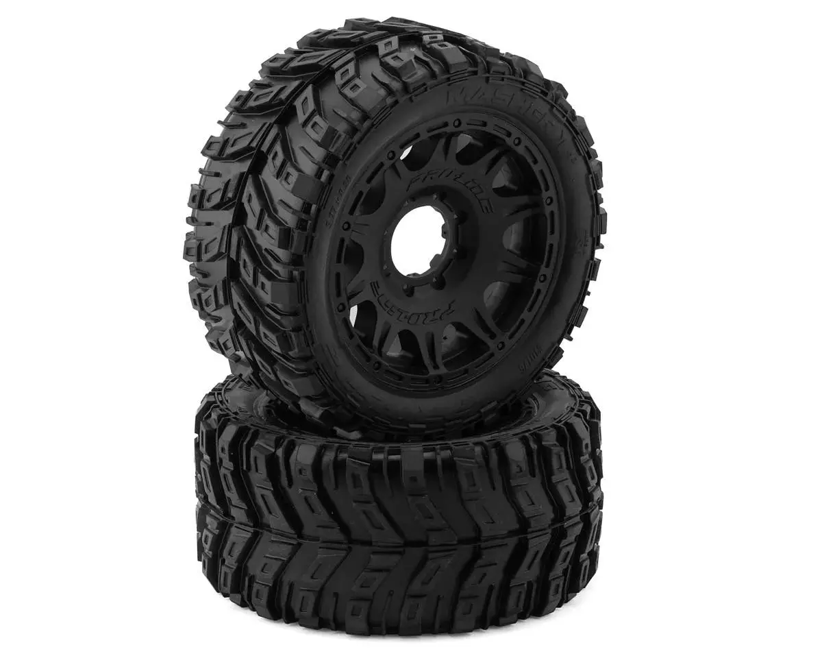 1/6 Masher X Hp Belted Pre-Mounted Monster Truck Mtd Tires (Black) (2) W/24Mm Hex 1