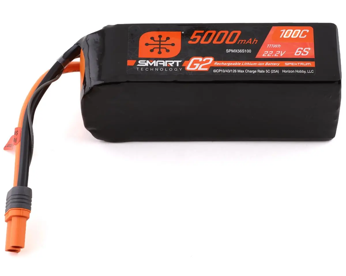 Spektrum Rc 6S Smart G2 Lipo 100C Battery Pack (22.2V/5000Mah) W/Ic5 Connector 1