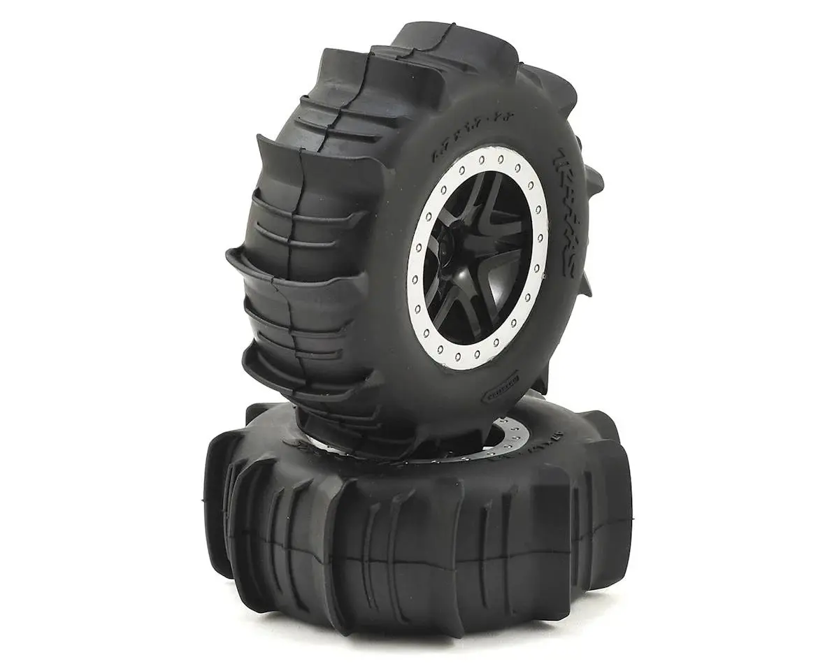 Paddle Tires W/Sct Split Spoke Rear Wheel (2) (Black/Chrome) 1