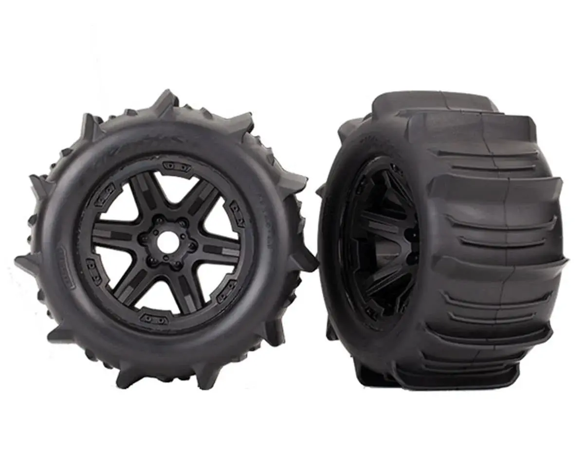 Paddle Tires 3.8" Pre-Mounted W/Monster Truck Wheels (Black) (Standard) 1